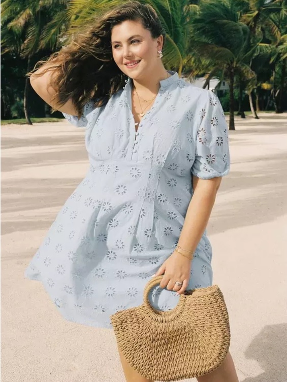 torrid Light Blue Eyelet Mini Dress